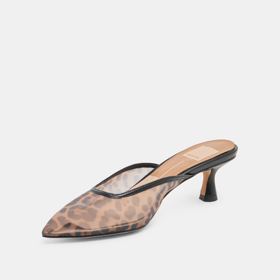 cleo heels dunkelbraunes leoparden-mesh