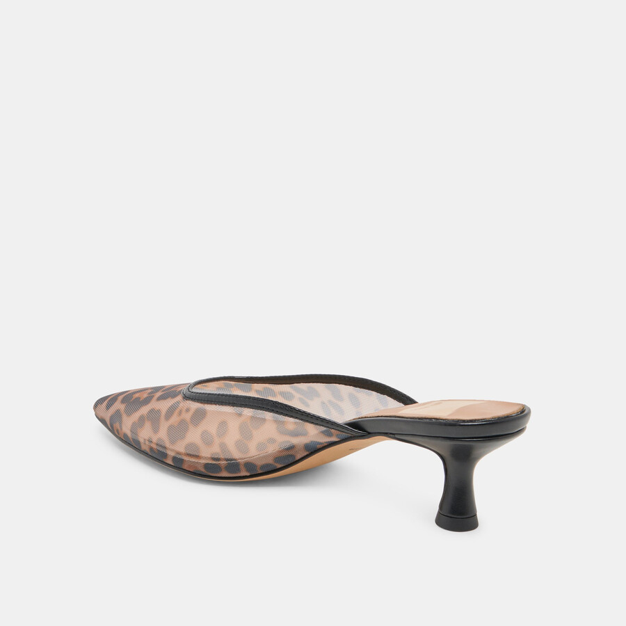 cleo heels dunkelbraunes leoparden-mesh