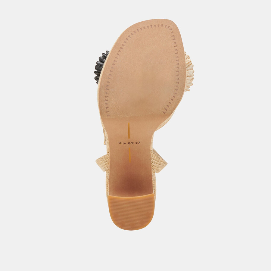 olivea heels schwarz natur raffia