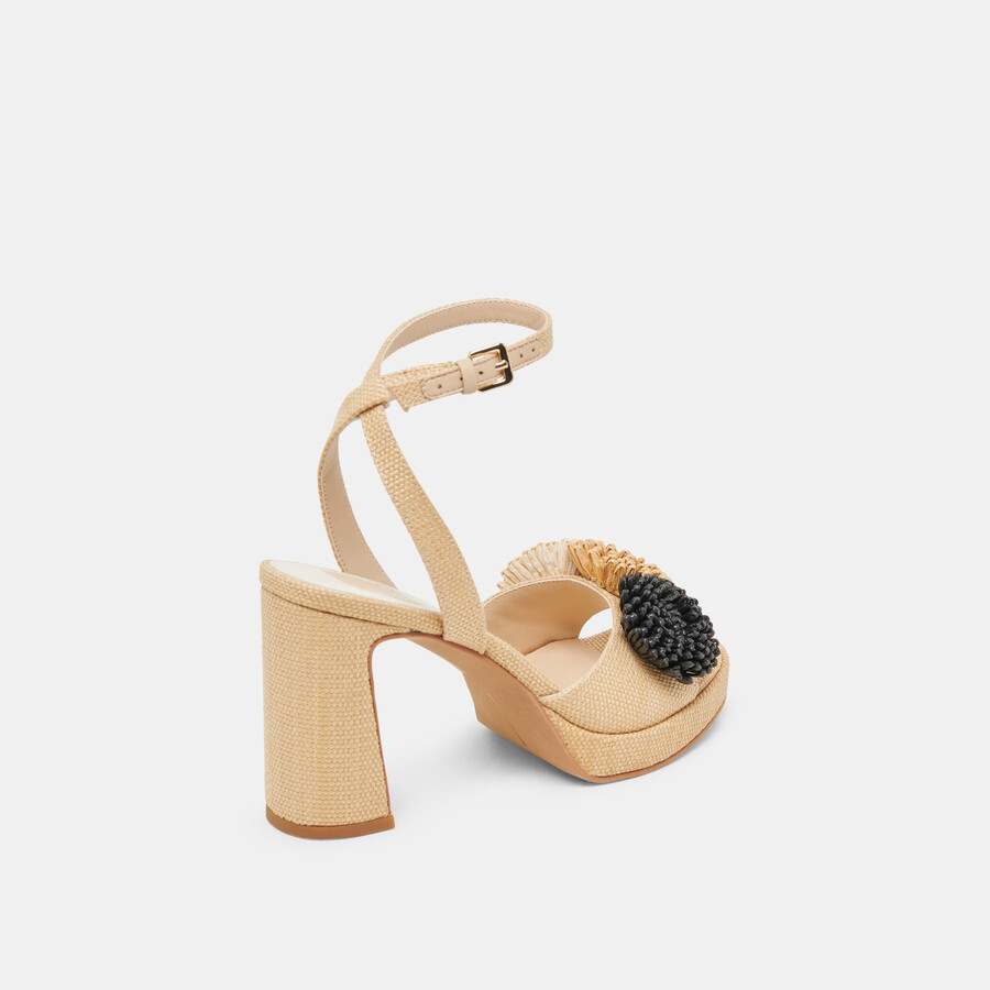 olivea heels schwarz natur raffia