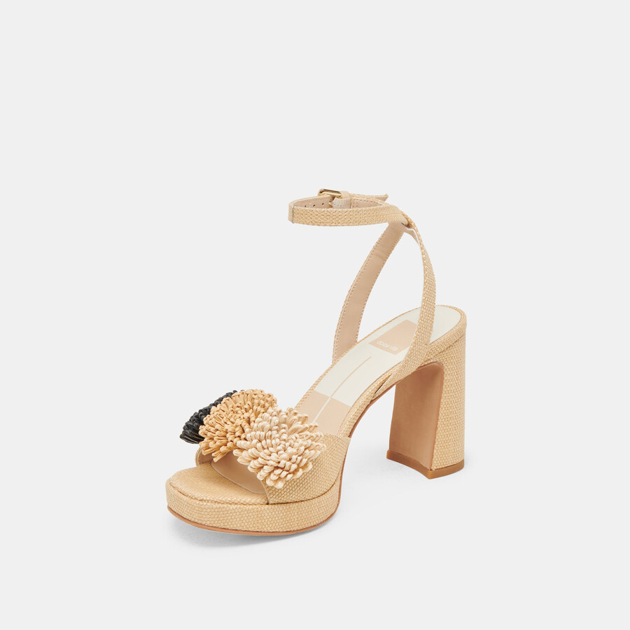olivea heels schwarz natur raffia
