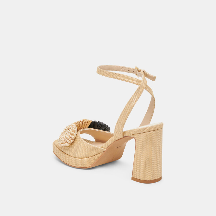 olivea heels schwarz natur raffia