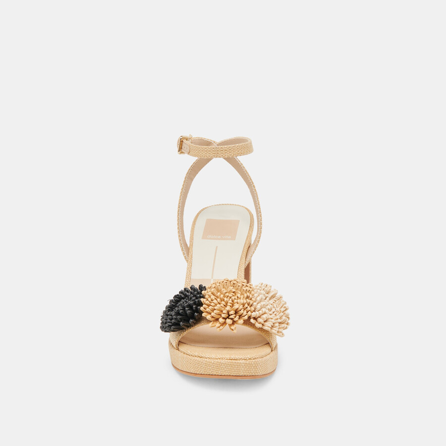 olivea heels schwarz natur raffia