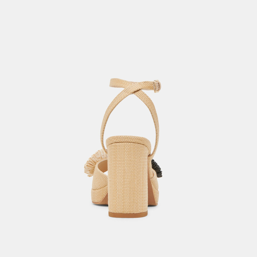 olivea heels schwarz natur raffia