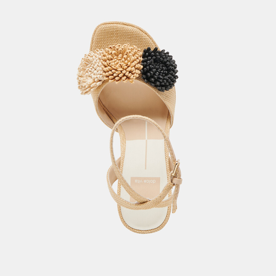 olivea heels schwarz natur raffia