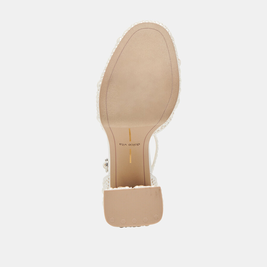pandro pearl heels aus echtem weißen satin