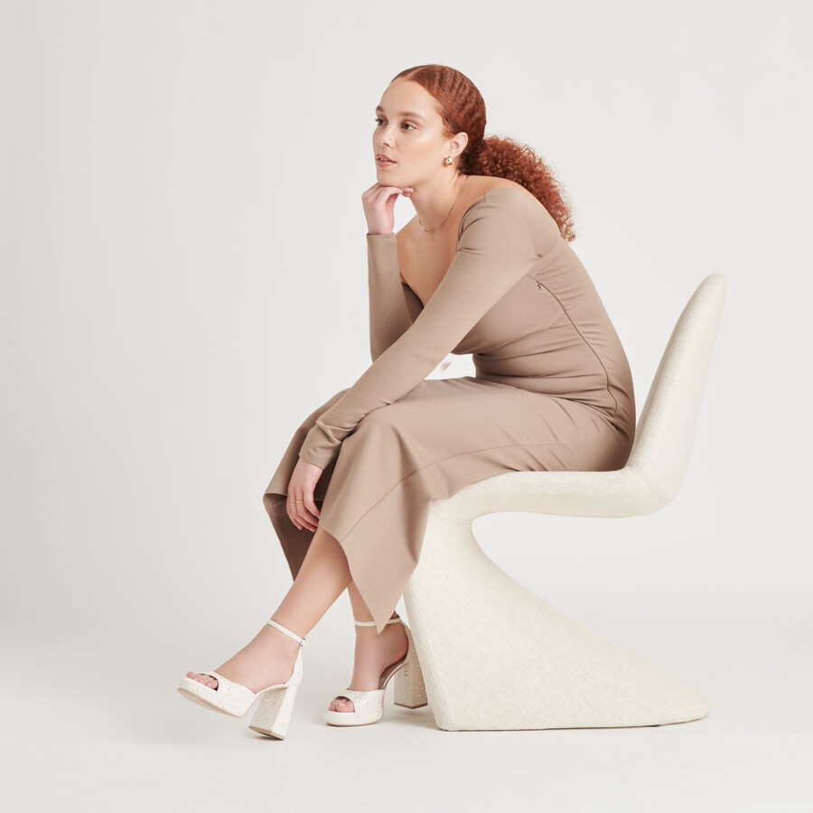 pandro pearl heels aus echtem weißen satin