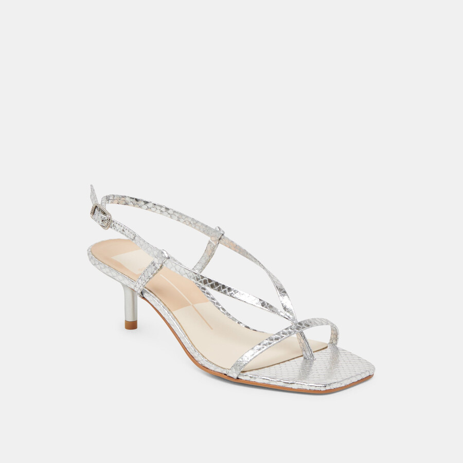 laury heels silber geprägtes leder
