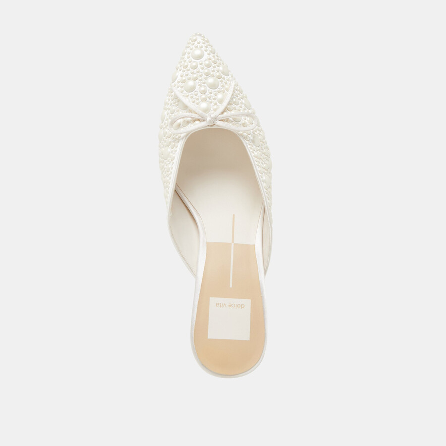 claytn pearl heels aus echtem weißen satin