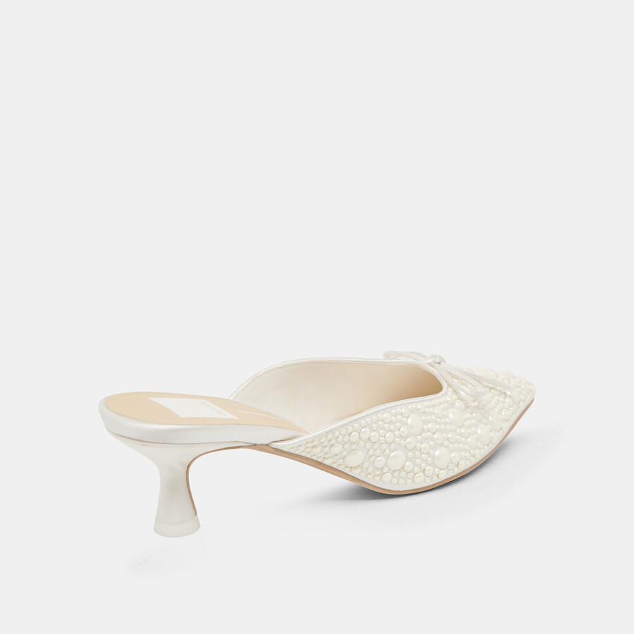 claytn pearl heels aus echtem weißen satin