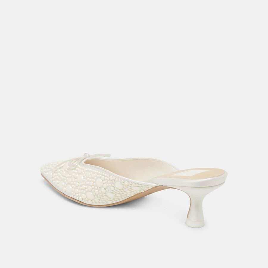 claytn pearl heels aus echtem weißen satin