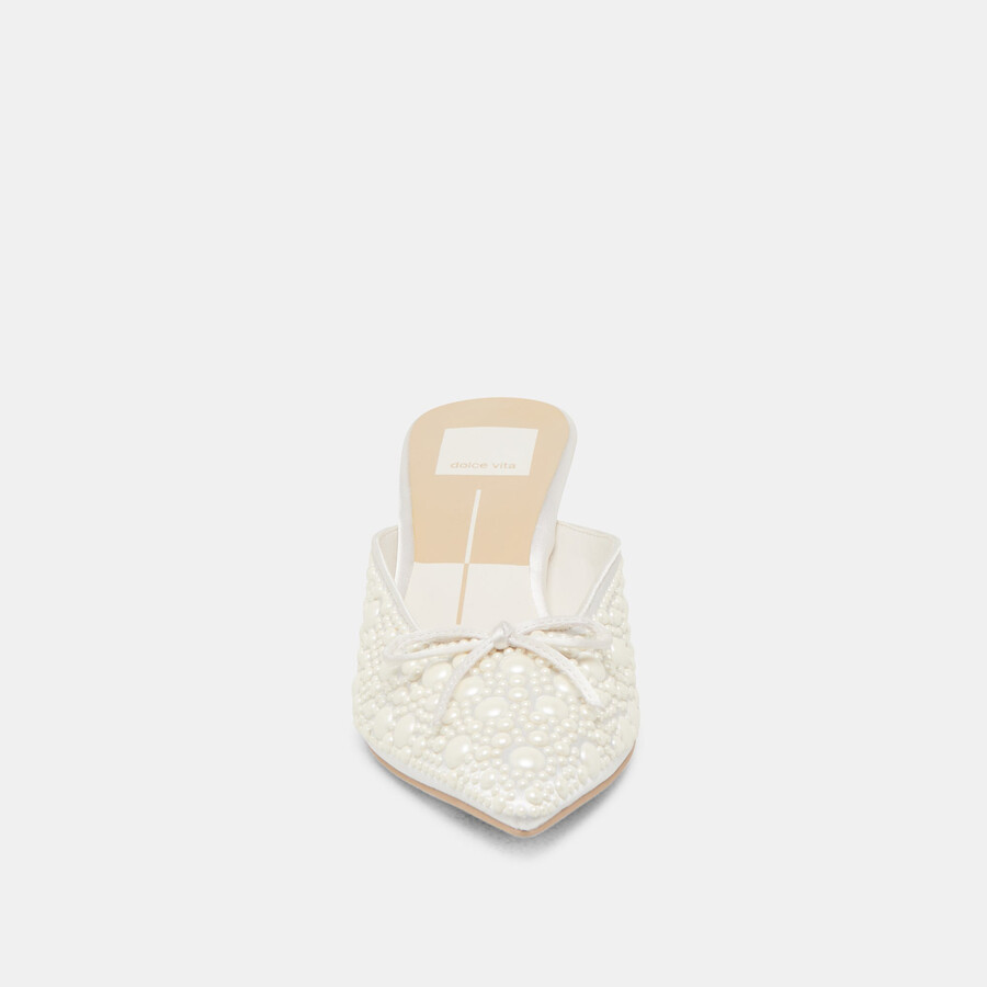claytn pearl heels aus echtem weißen satin