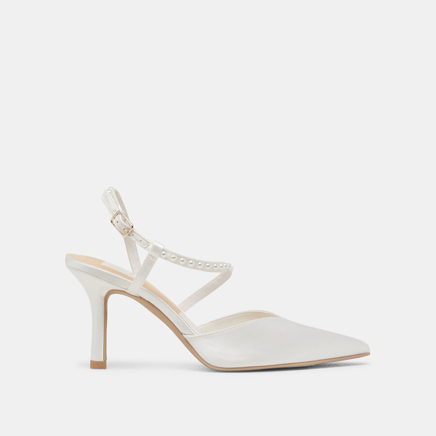 kamra pearl heels aus echtem weißen satin