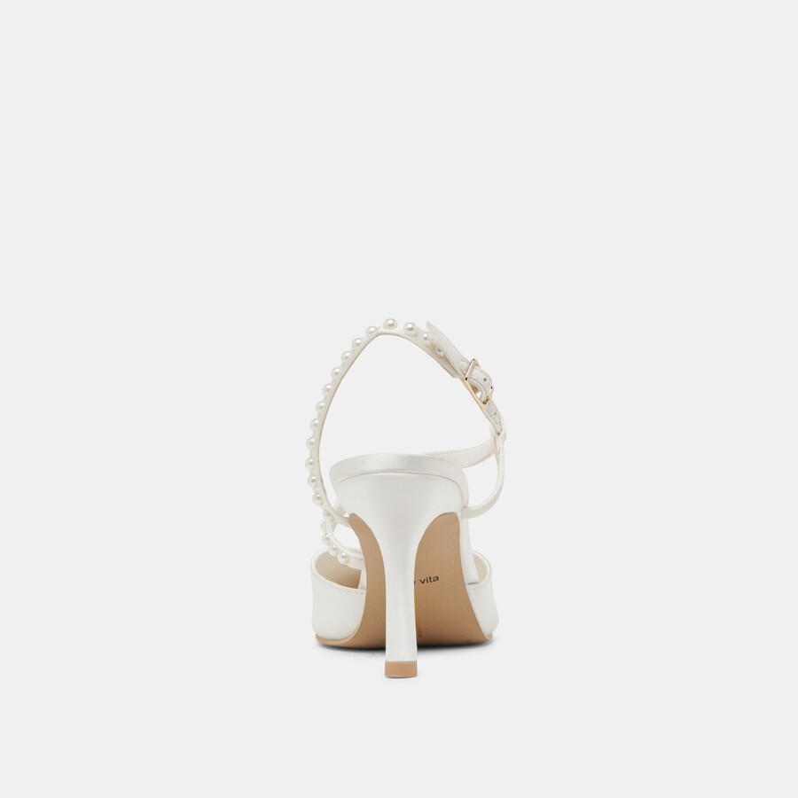 kamra pearl heels aus echtem weißen satin