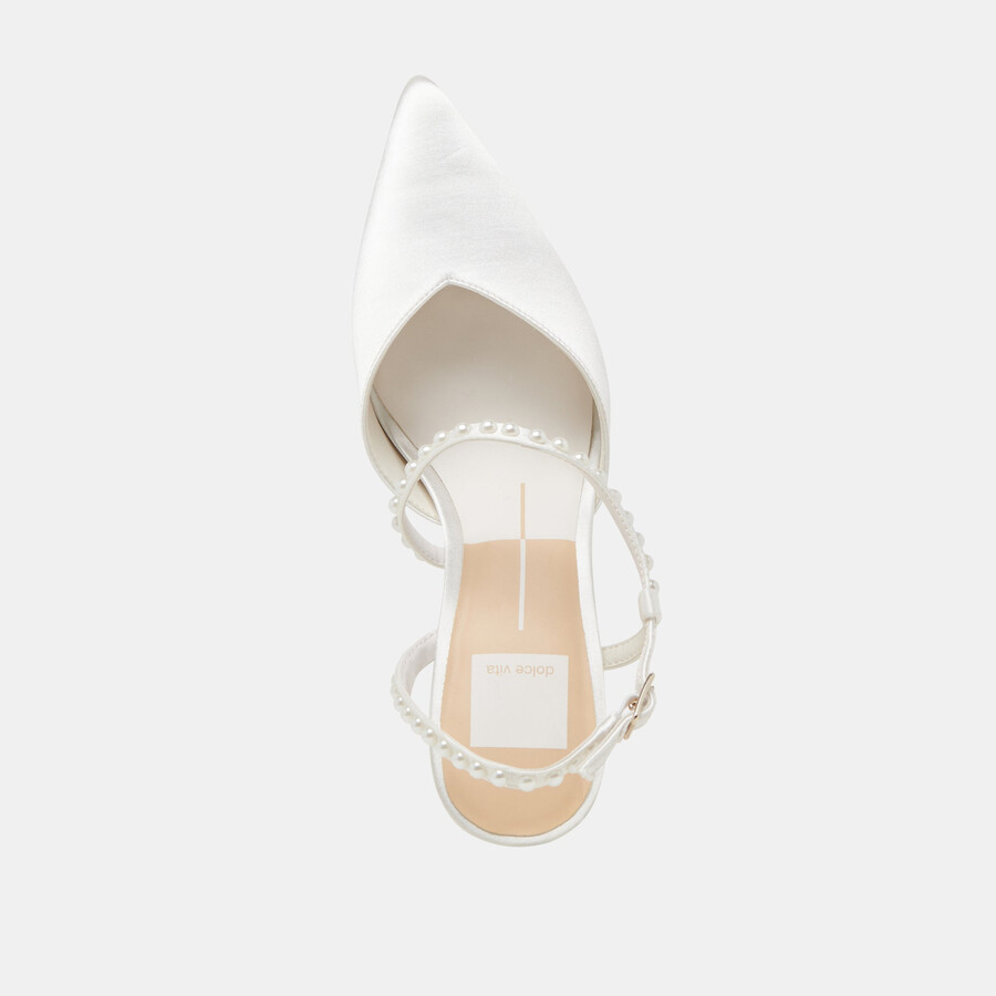 kamra pearl heels aus echtem weißen satin
