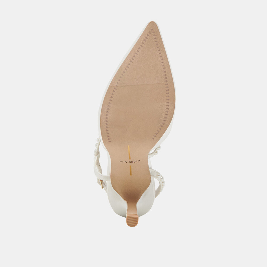 kamra pearl heels aus echtem weißen satin