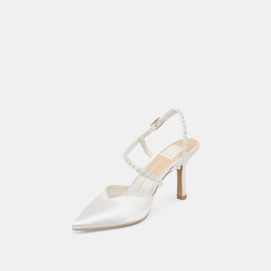 kamra pearl heels aus echtem weißen satin