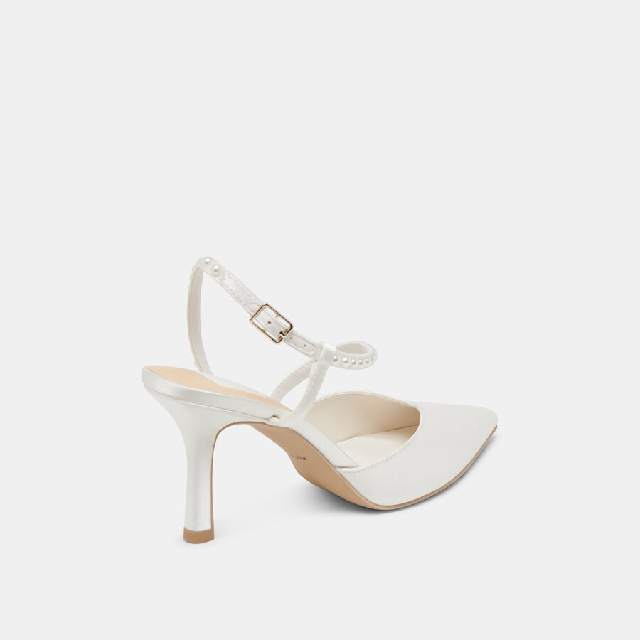 kamra pearl heels aus echtem weißen satin
