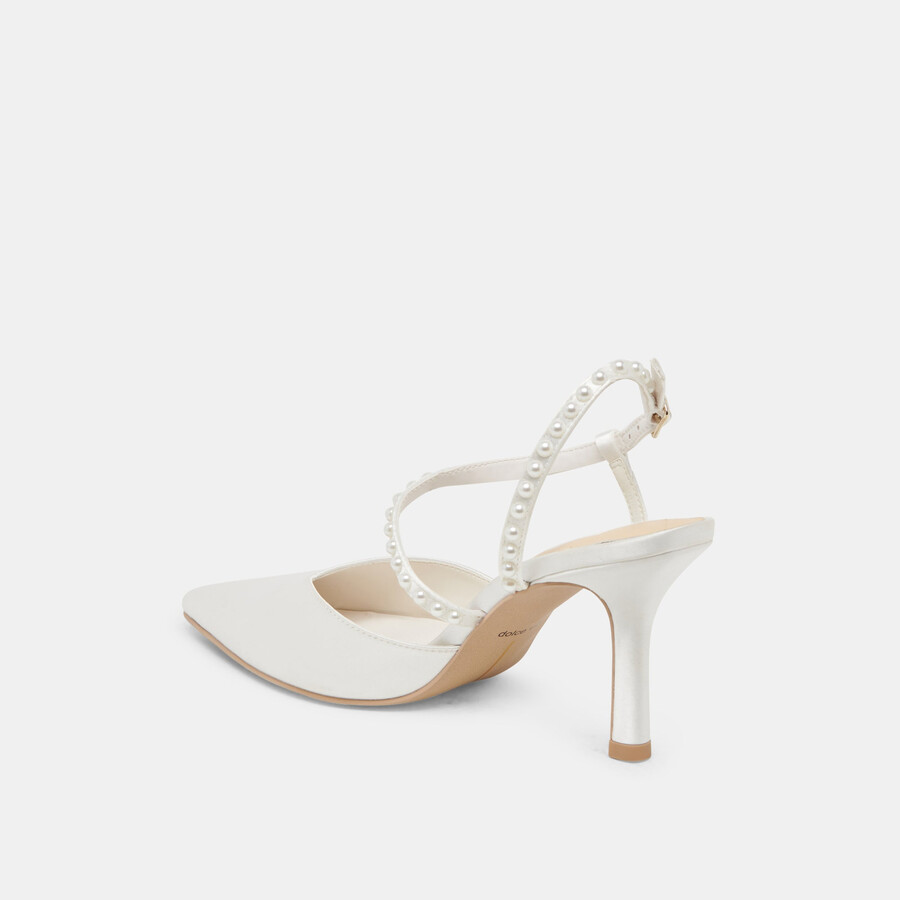 kamra pearl heels aus echtem weißen satin