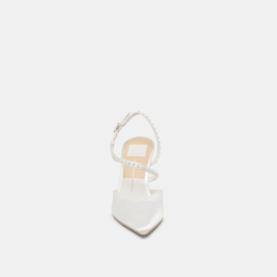 kamra pearl heels aus echtem weißen satin