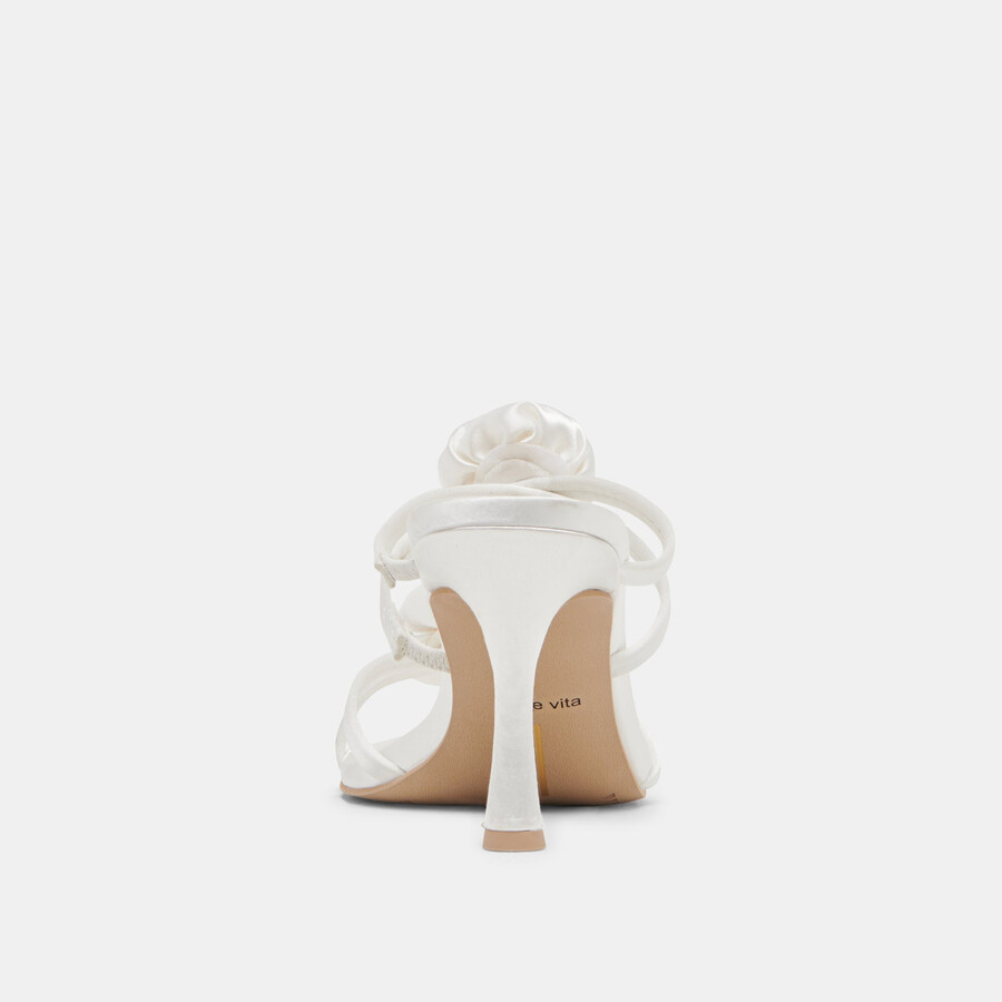 linzy heels true white satin