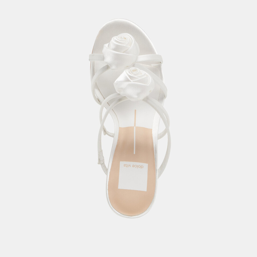 linzy heels true white satin