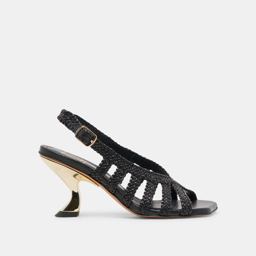 sicily heels schwarzes gewebtes leder