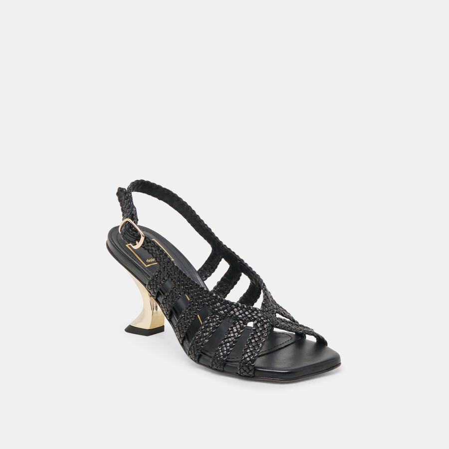 sicily heels schwarzes gewebtes leder