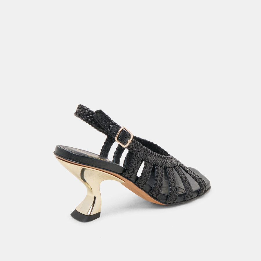 sicily heels schwarzes gewebtes leder