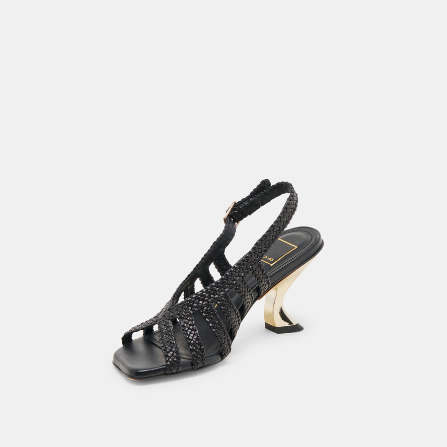 sicily heels schwarzes gewebtes leder