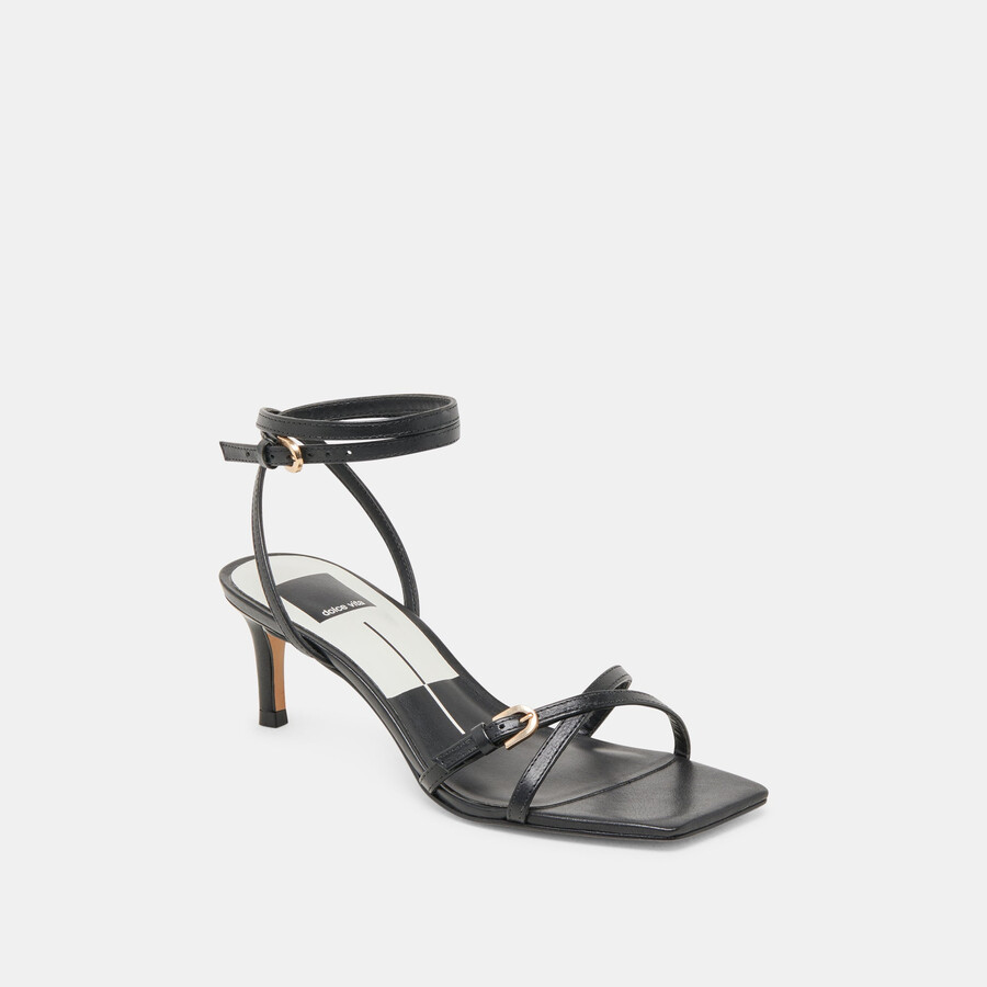 bamby heels aus schwarzem leder