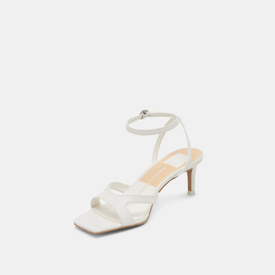 becki wide heels aus echtem weißen leder