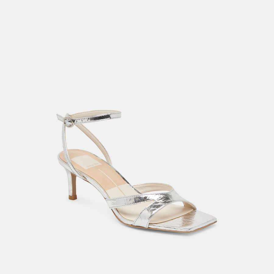 becki heels silbernes leder im used-look