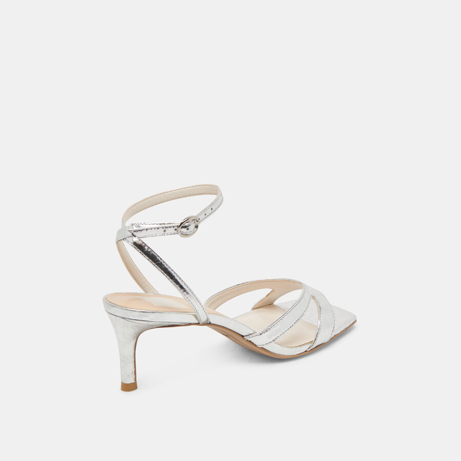 becki heels silbernes leder im used-look