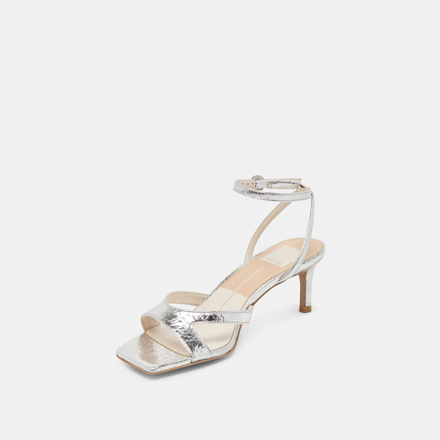 becki heels silbernes leder im used-look