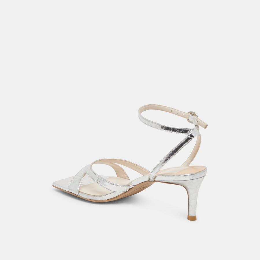 becki heels silbernes leder im used-look