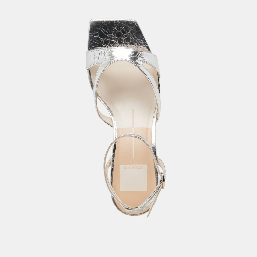 becki heels silbernes leder im used-look