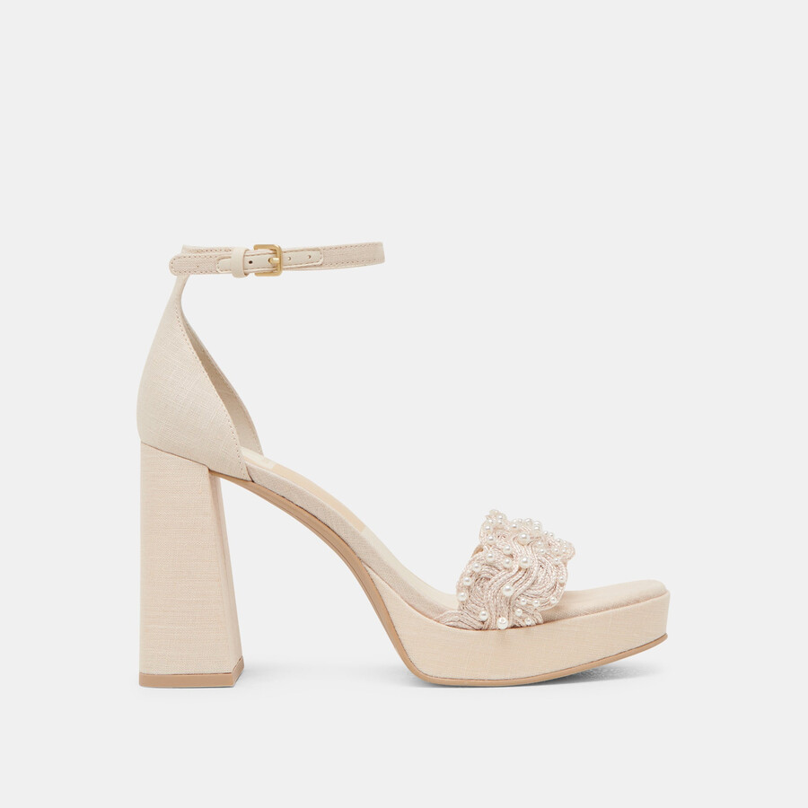 peltin pearl heels vanille gewebtes raffia