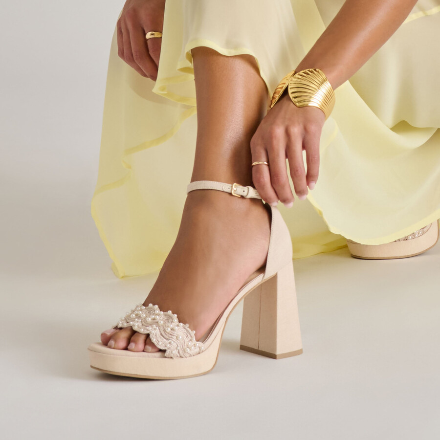 peltin pearl heels vanille gewebtes raffia
