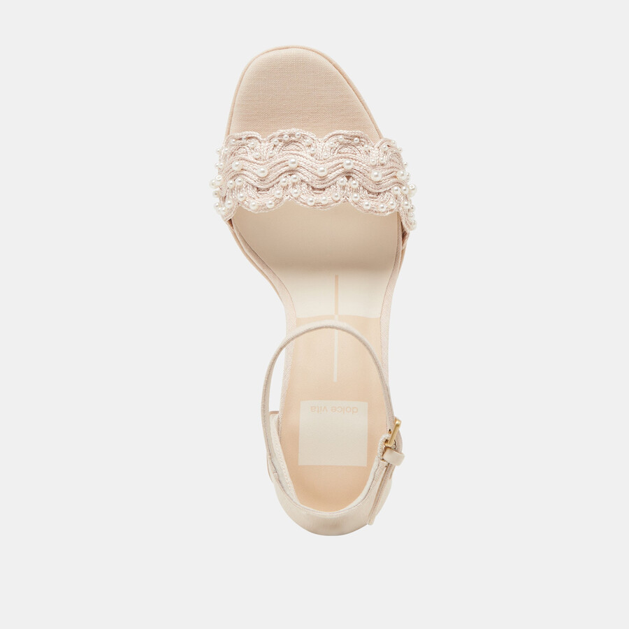 peltin pearl heels vanille gewebtes raffia