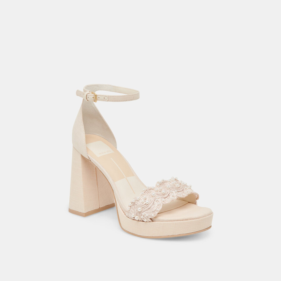 peltin pearl heels vanille gewebtes raffia
