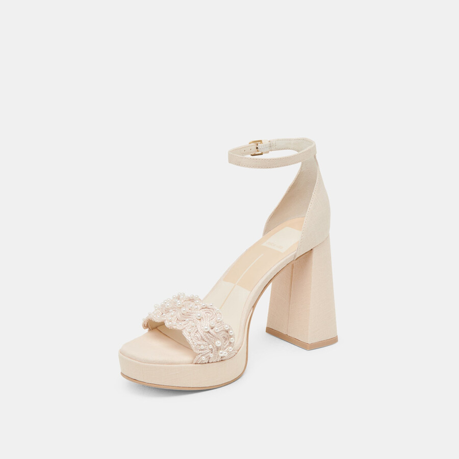 peltin pearl heels vanille gewebtes raffia