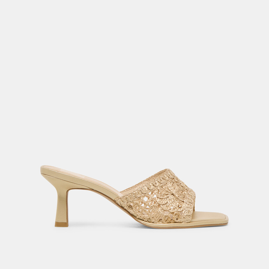 maylah heels hellgold makramee