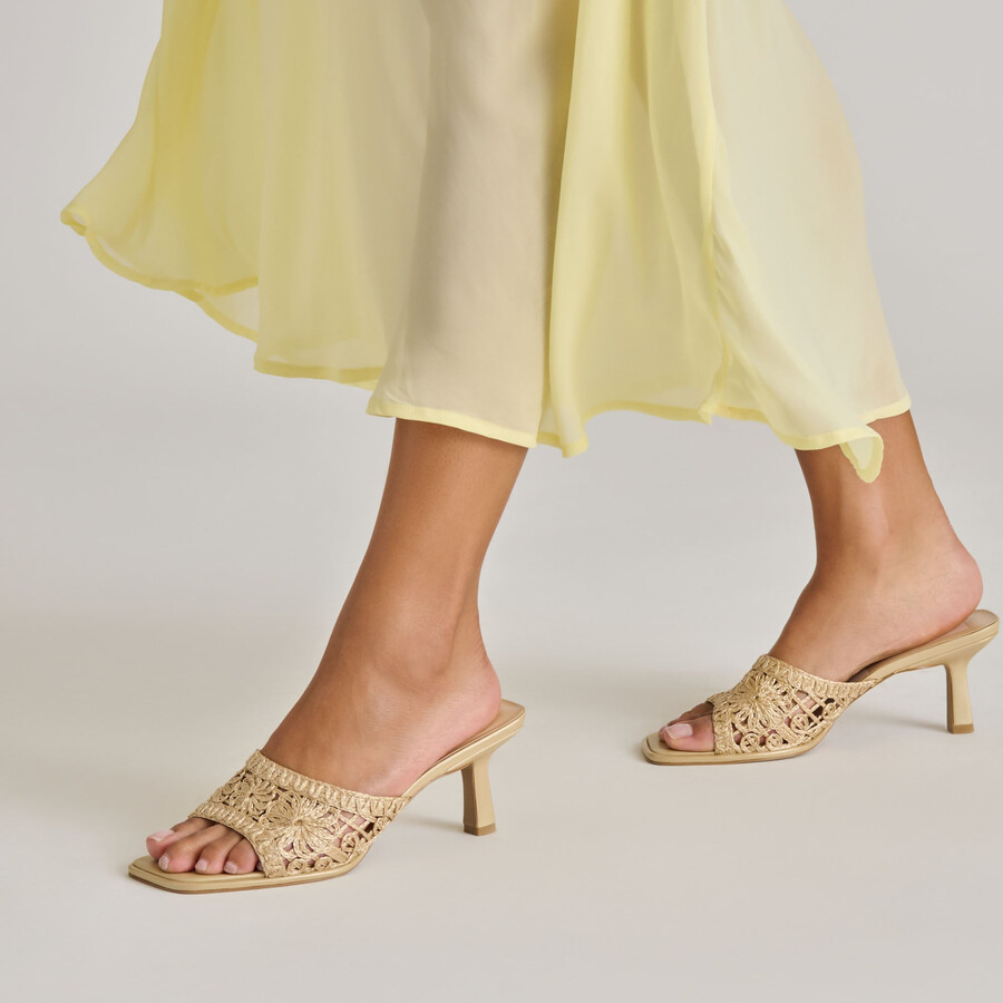 maylah heels hellgold makramee