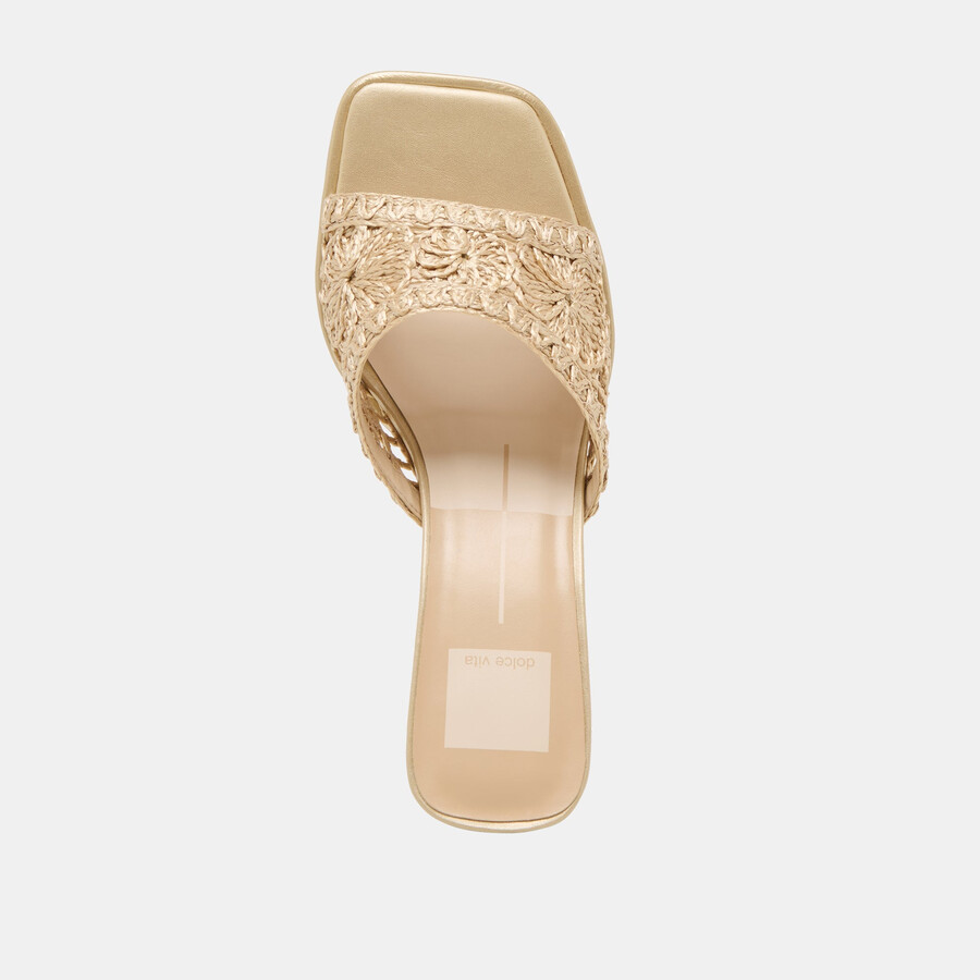 maylah heels hellgold makramee