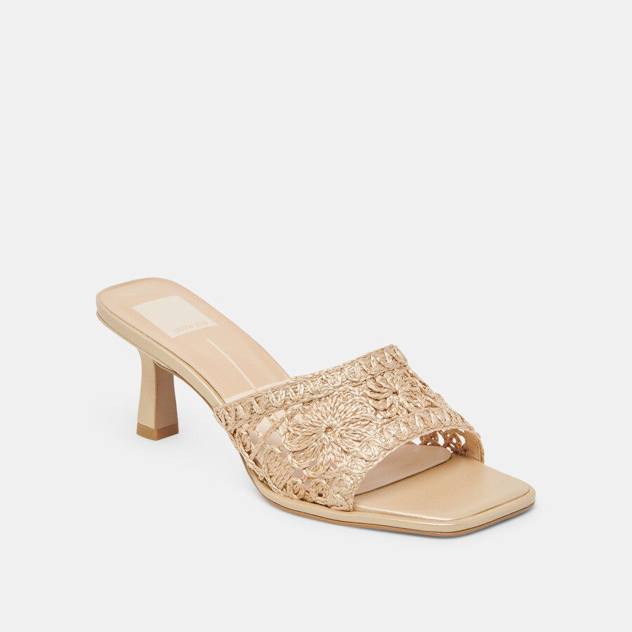 maylah heels hellgold makramee