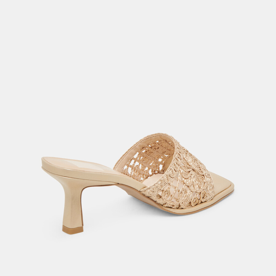 maylah heels hellgold makramee