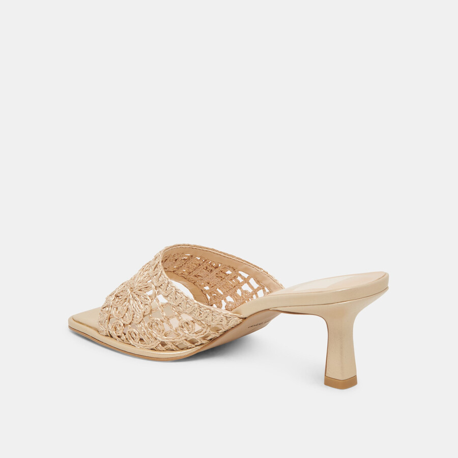 maylah heels hellgold makramee