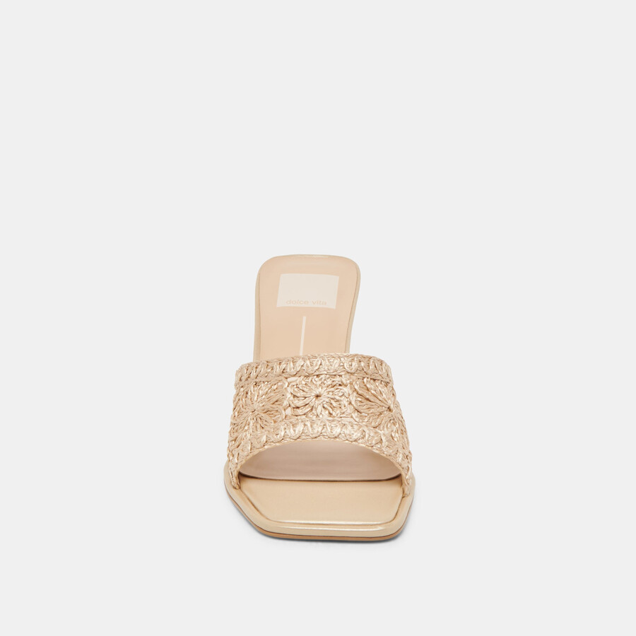 maylah heels hellgold makramee