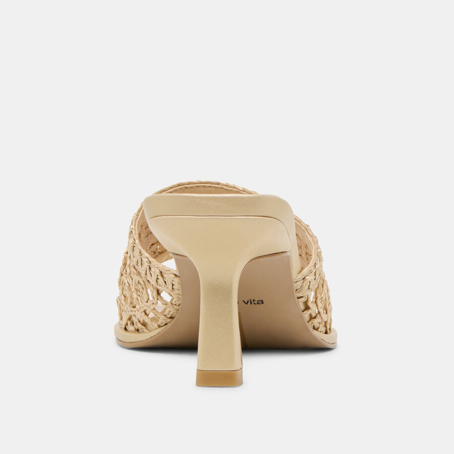 maylah heels hellgold makramee